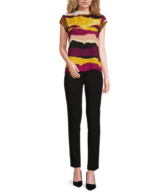 Calvin Klein Abstract Printed Mock Neck Cap Sleeve Top Product Image