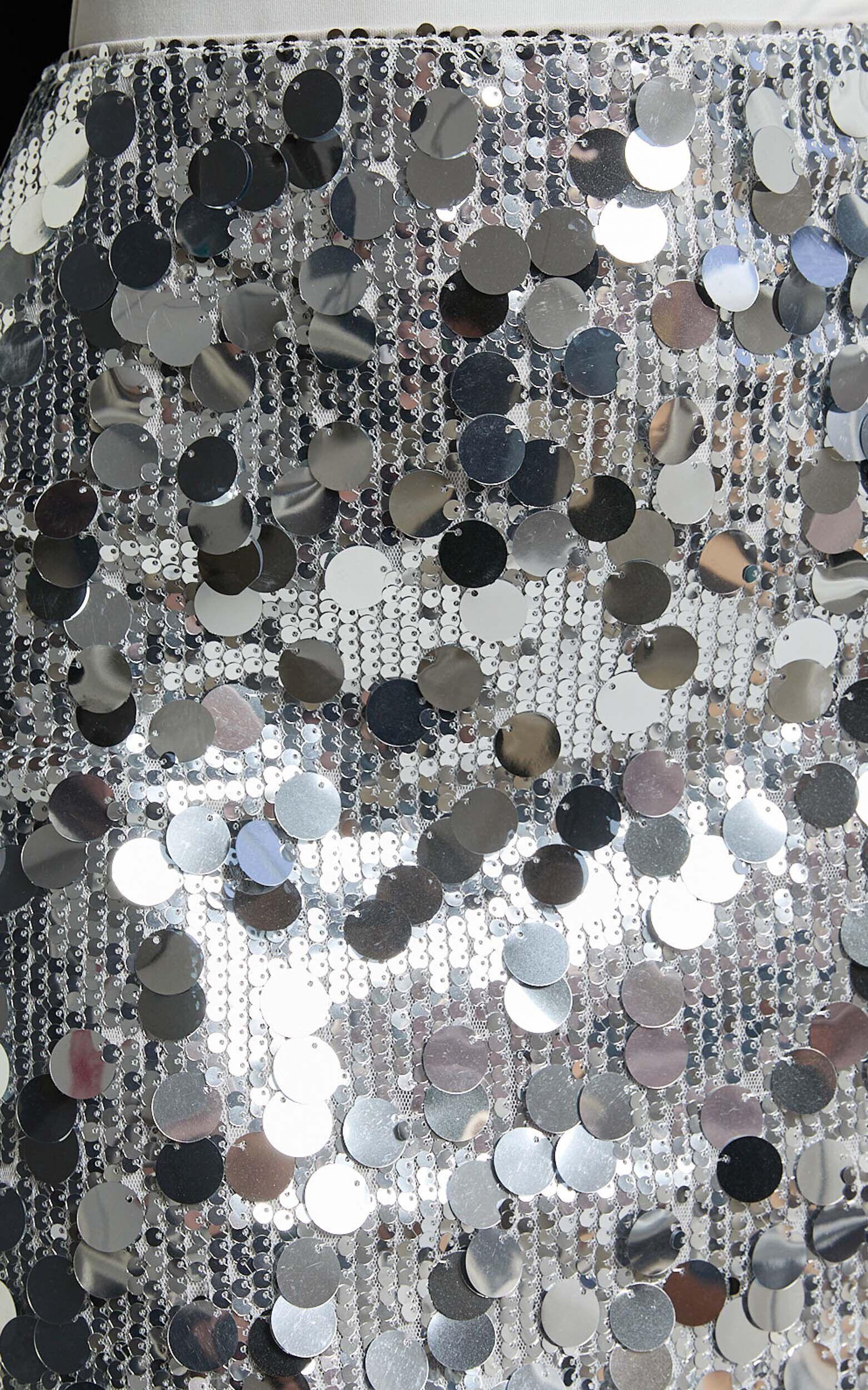 Lucy Mini Skirt - Large Circle Sequin Skirt in Silver Product Image