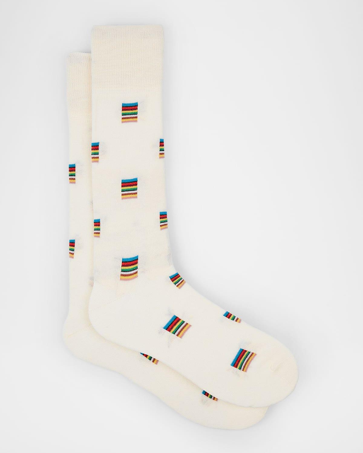 Mens Ilario Polka Dot Cotton-Stretch Crew Socks Product Image