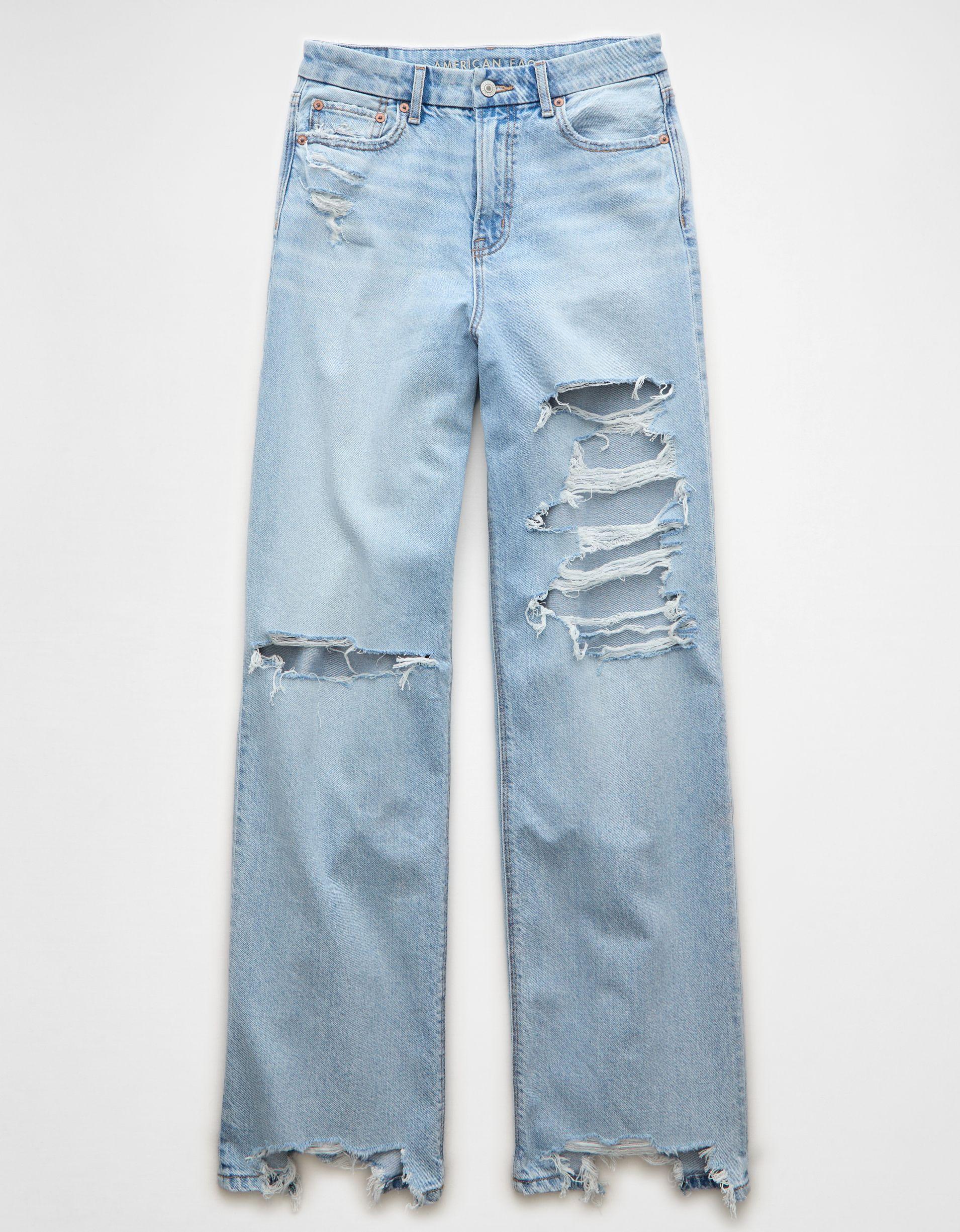 AE Strigid Curvy Ripped Super High-Waisted Baggy Straight Jean Product Image