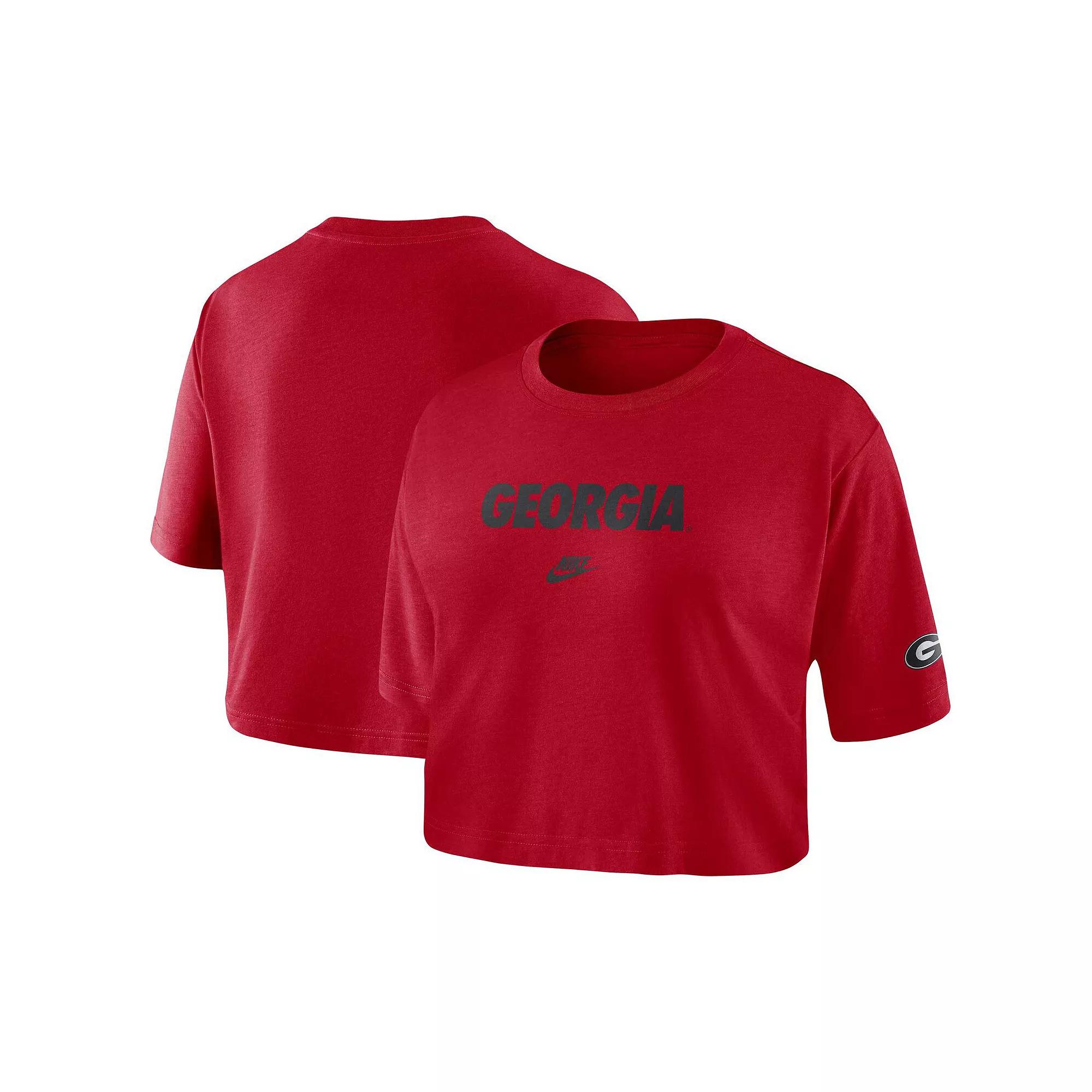 Women's Nike Red Georgia Bulldogs Wordmark Cropped T-Shirt,  Product Image