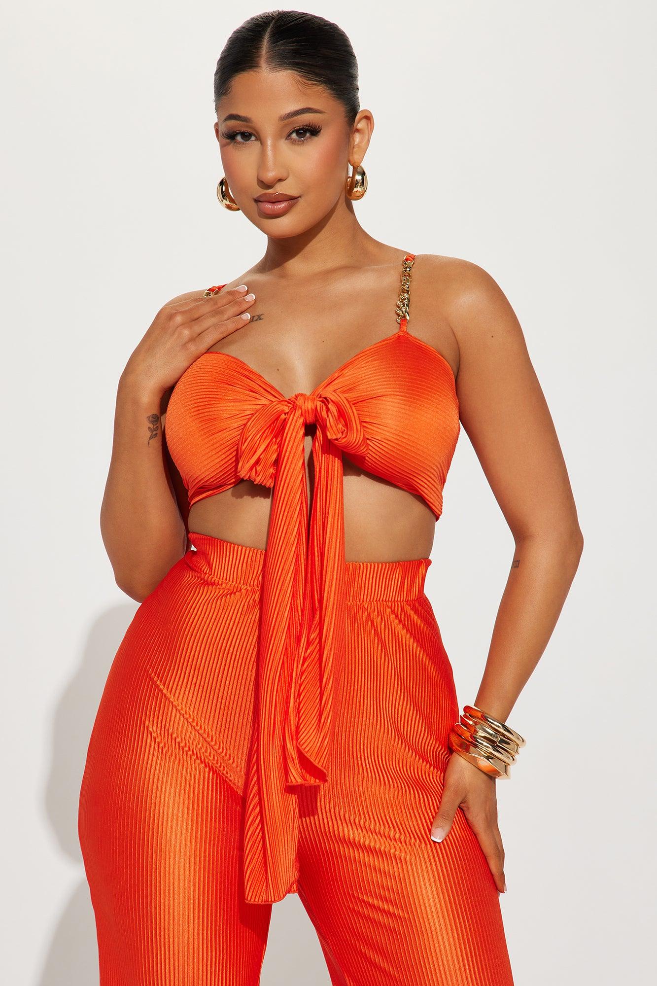 Royal Fantasies Plisse Pant Set - Orange Product Image