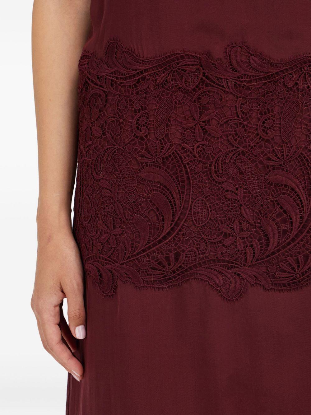 cowl-neck lace-insert midi dress Product Image