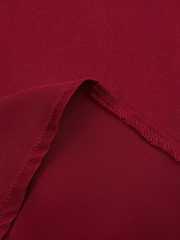 Loose Puff Sleeves Pleated Solid Color Split-Joint Stand Collar Blouses Product Image