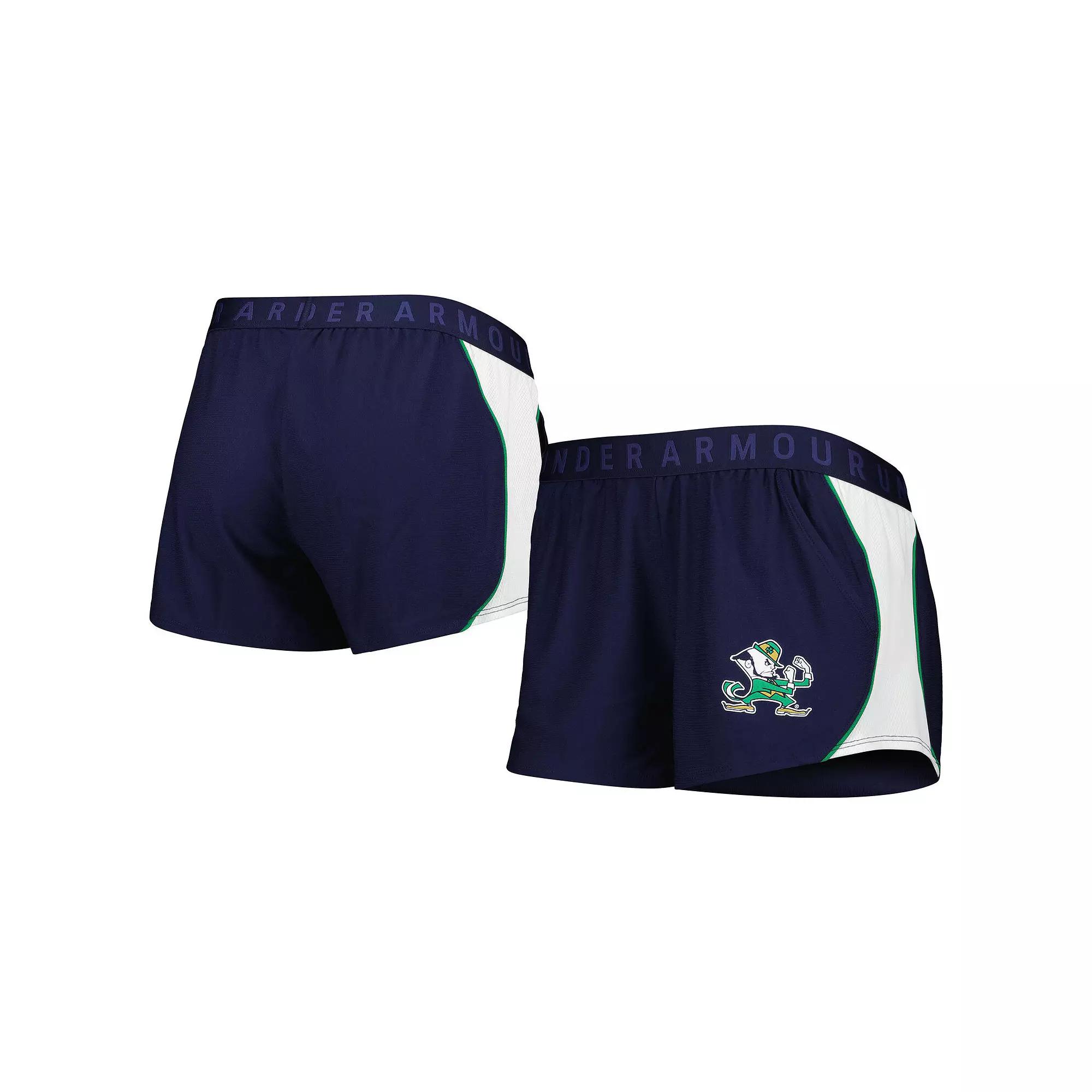 Women's Under Armour Navy/Green Notre Dame Fighting Irish Game Day Tech Mesh Performance Shorts, Size: Small, Blue Product Image