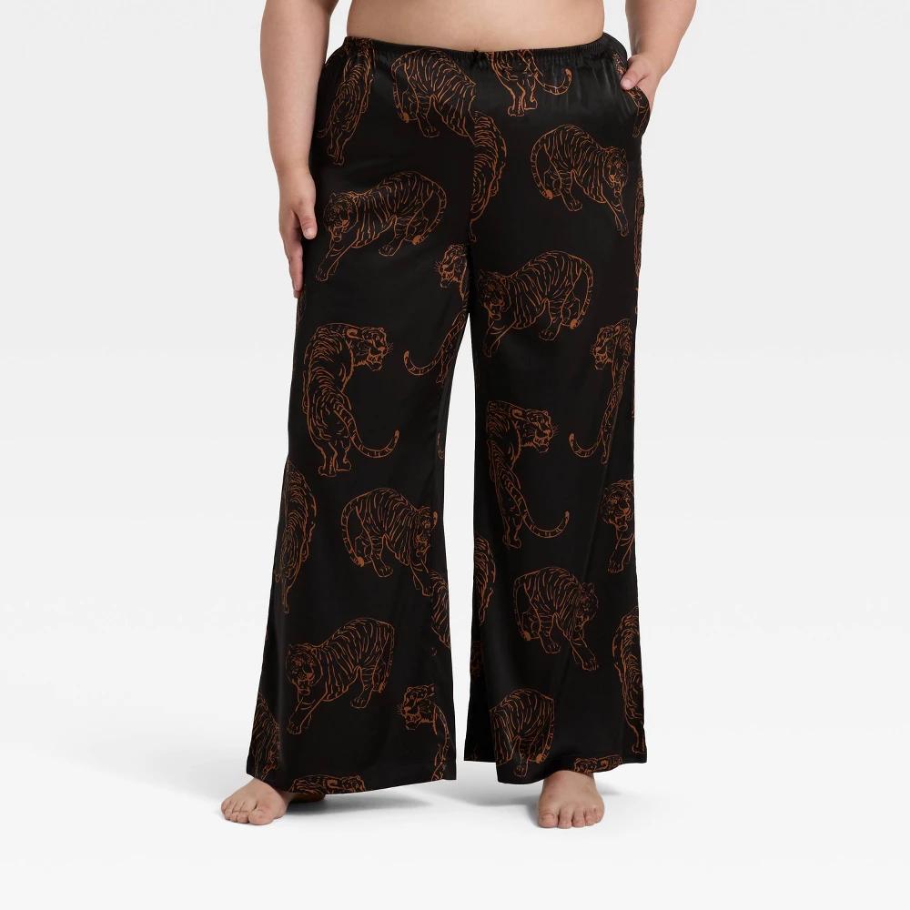 Women's Satin Pajama Pants - Auden™ Green 3X Product Image