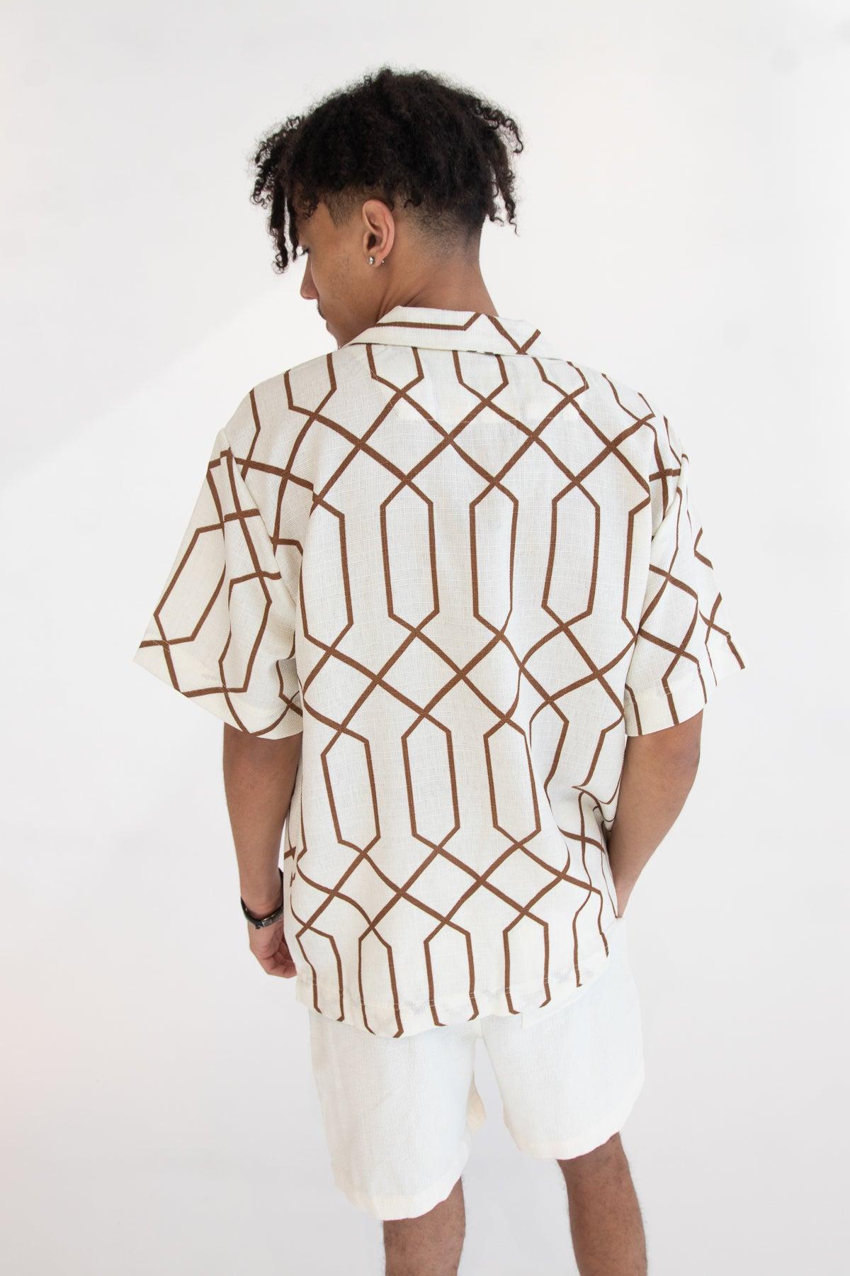 Modern Art Deco Button Up Shirt Product Image