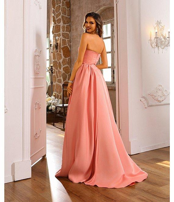 Terani Couture Sweetheart Neck Side Pleated Satin Ballgown Product Image