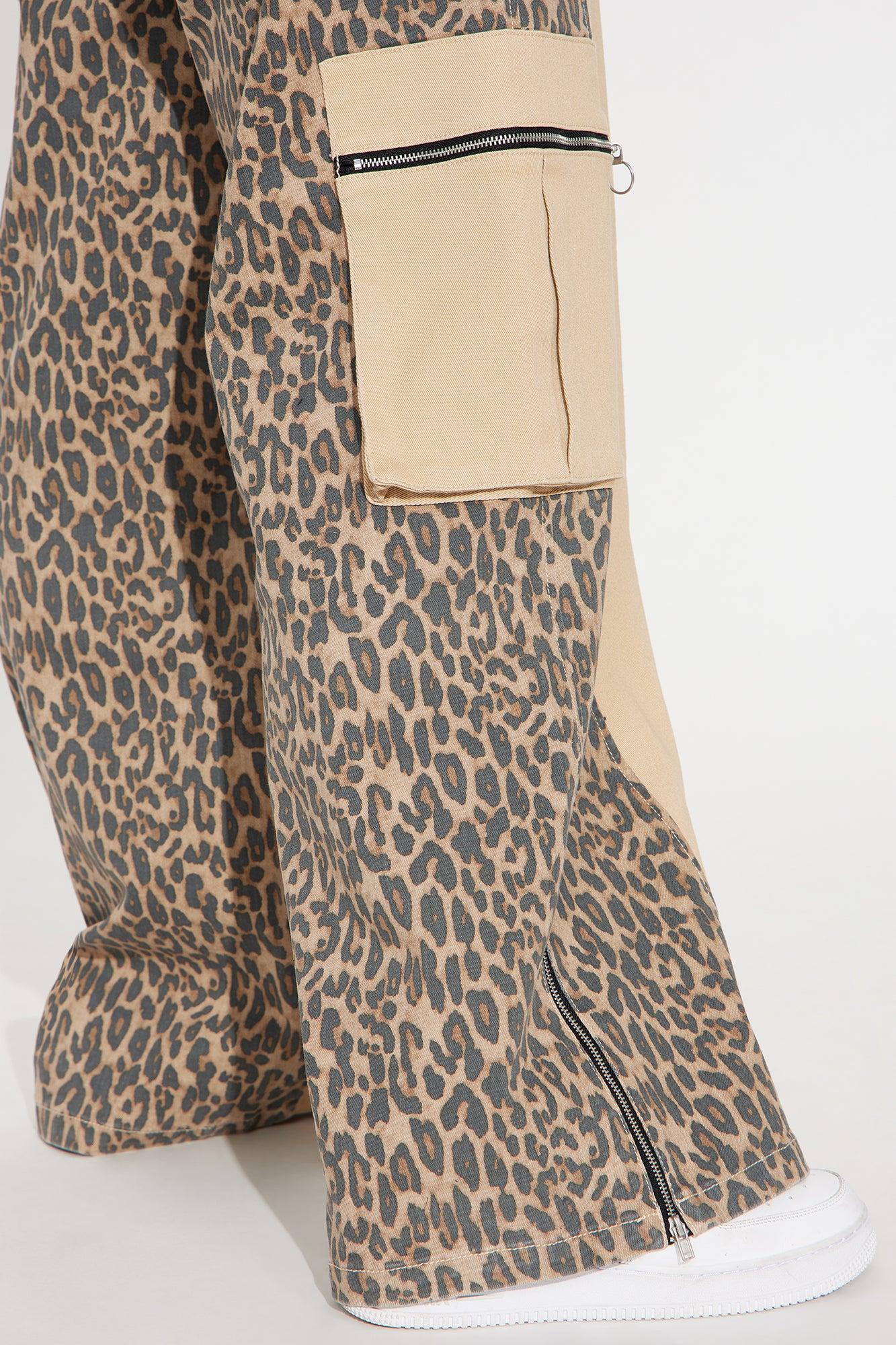 On The Prowl Leopard Twill Wide Leg Pant - Brown/combo Female Product Image