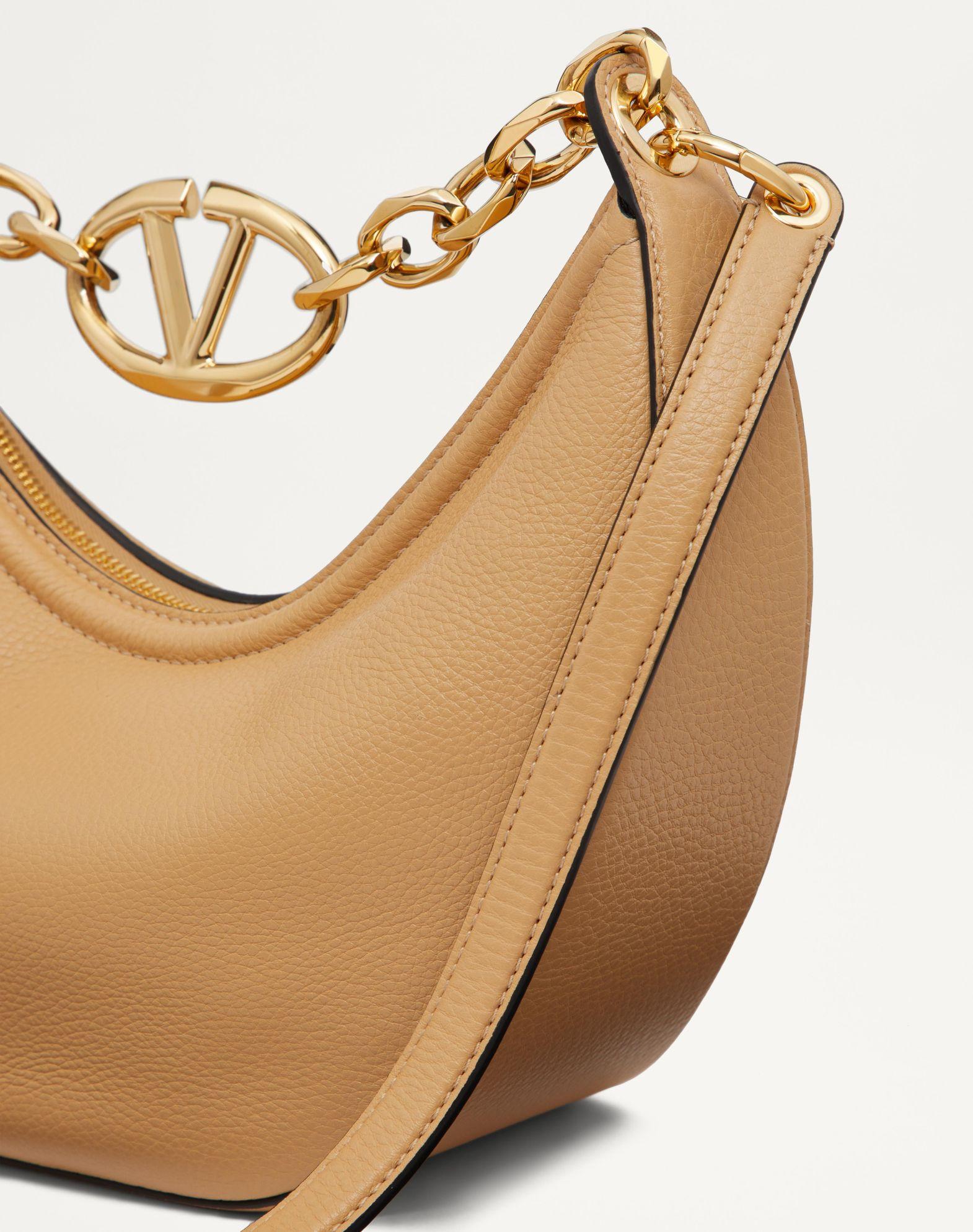 Small Vlogo Moon Hobo Bag In Grainy Calfskin With Chain Product Image