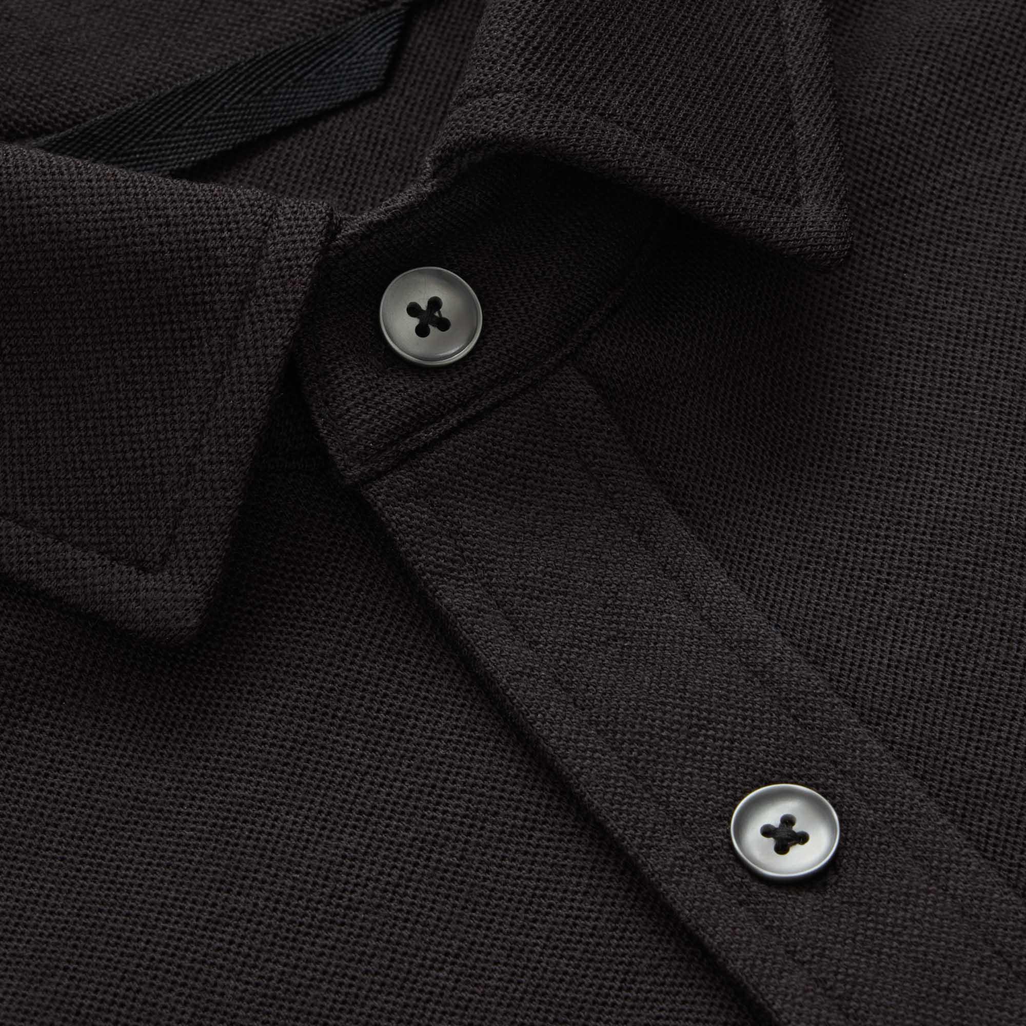 Merino Wool Pique Knit Button-down Shirt | Black Product Image