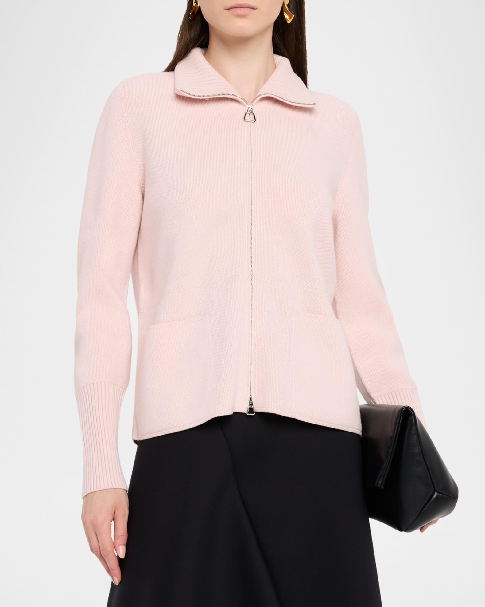 Cashmere Pique Knit Zip Cardigan Product Image