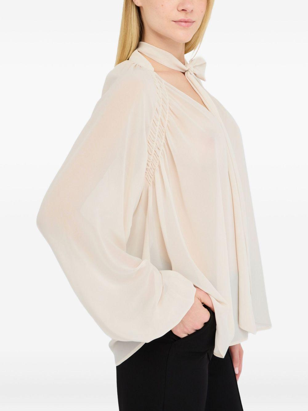 raglan-sleeve scarf-collar blouse Product Image