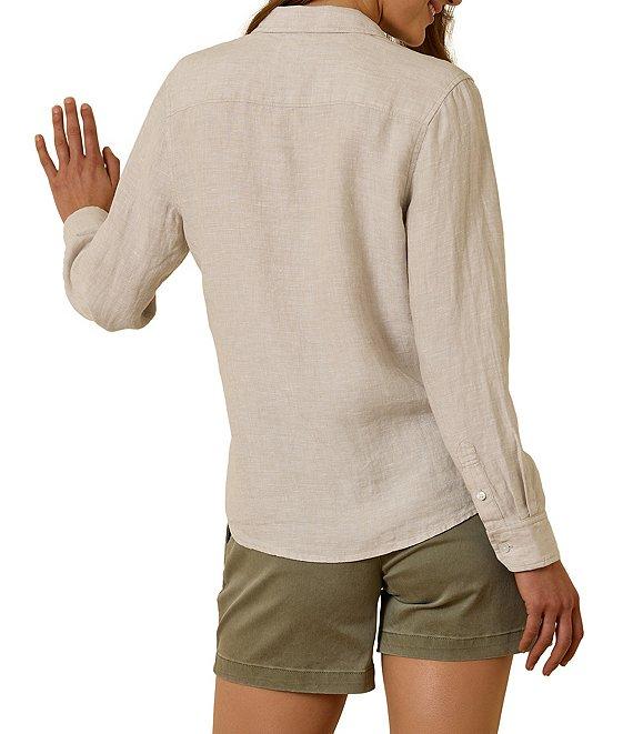 Tommy Bahama Coastalina Linen Point Collar Long Sleeve Button Front Top Product Image