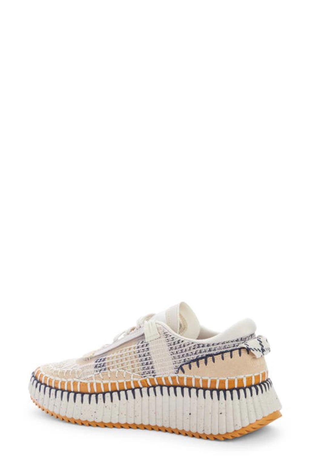 CHLOÉ Nama Embroidered Suede And Recycled-mesh Sneakers In Biscotti Beige Product Image