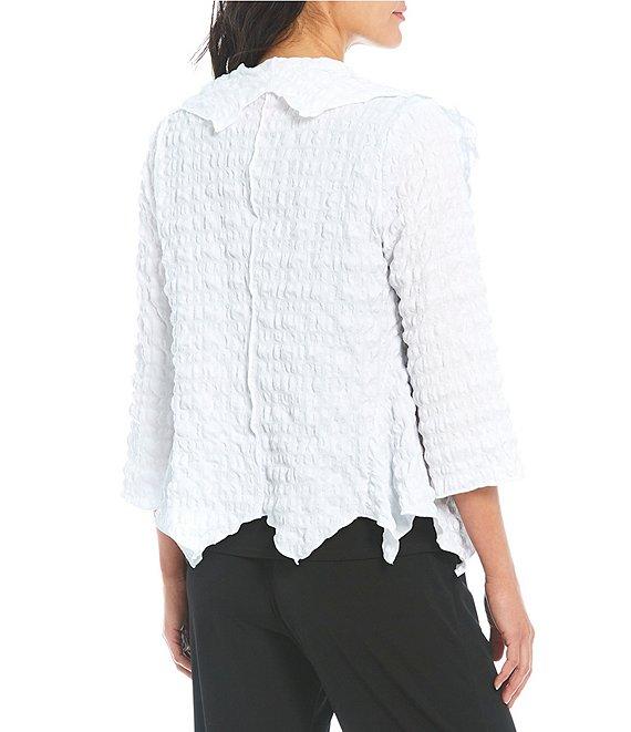 IC Collection Shawl Collar Open Front Asymmetric Hem 3/4 Sleeve Statement Jacket Product Image