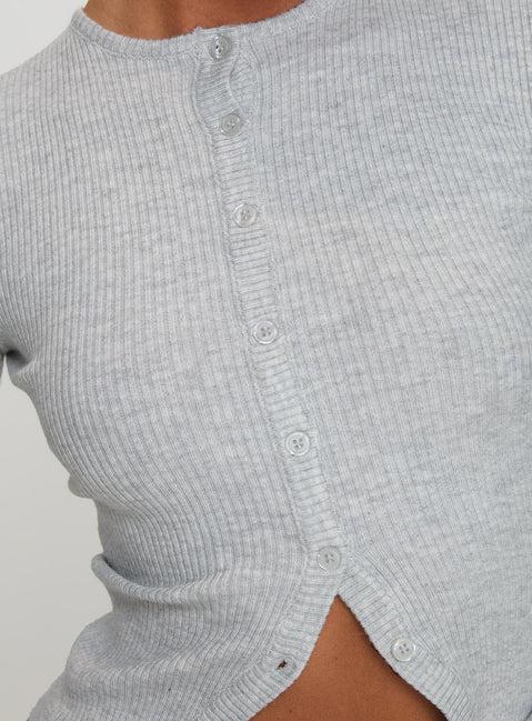 Suzu Long Sleeve Knit Top Grey Product Image