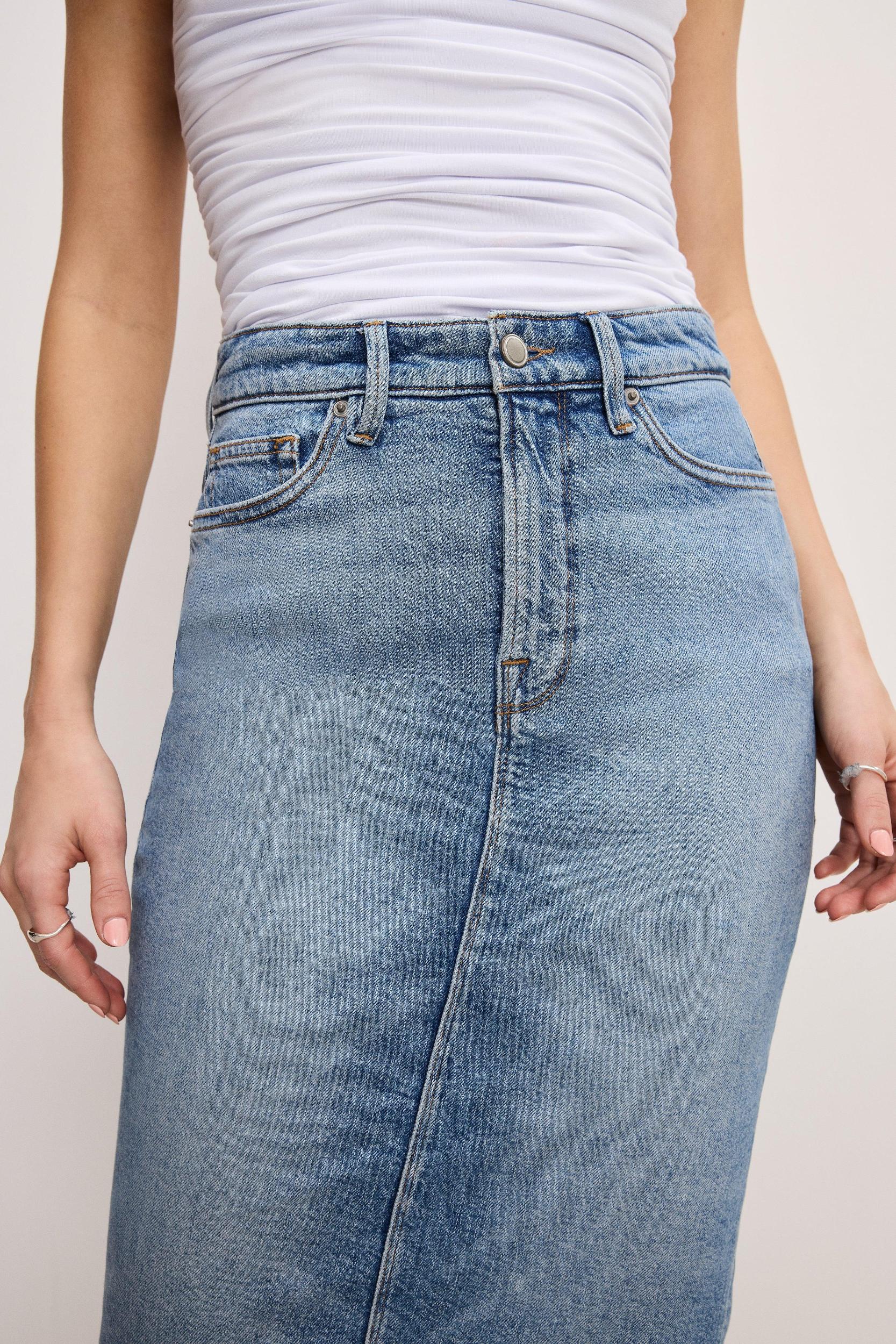 DENIM MIDI SKIRT | INDIGO894 Product Image