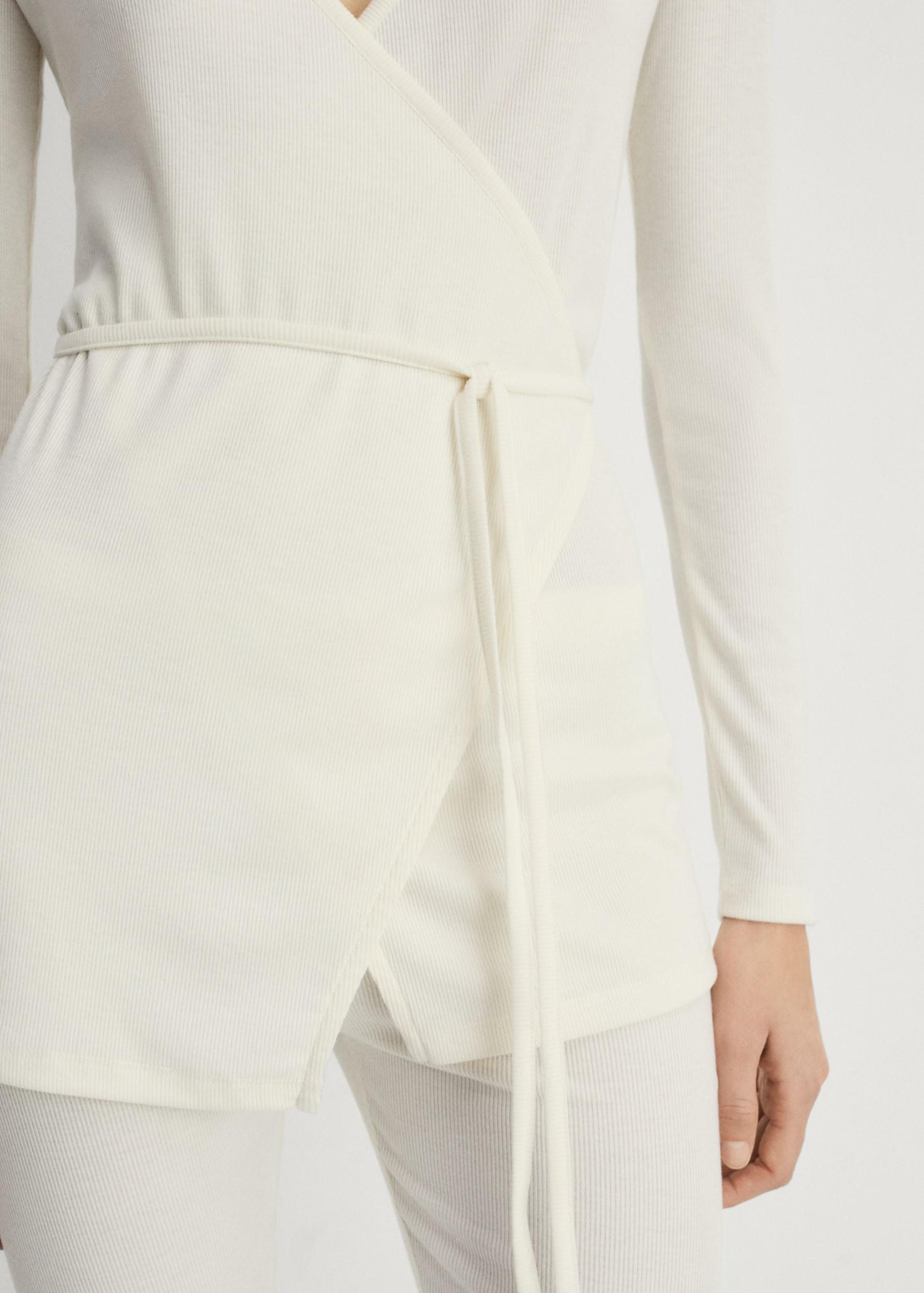 Rib-knit cardigan with tie - Women | MANGO USA Product Image