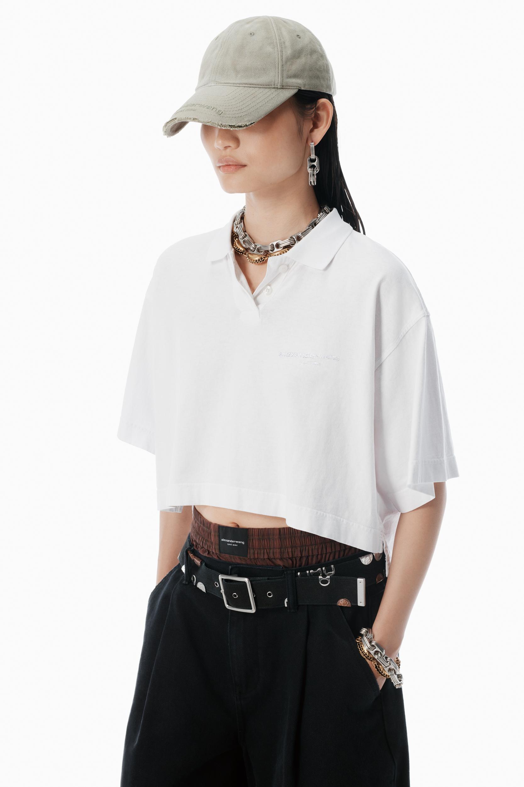 White Logo Cropped Jersey Tee Product Image