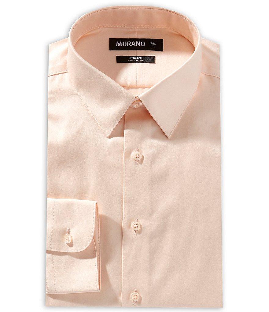 Murano Slim-Fit Point Collar Solid Sateen Dress Shirt Product Image