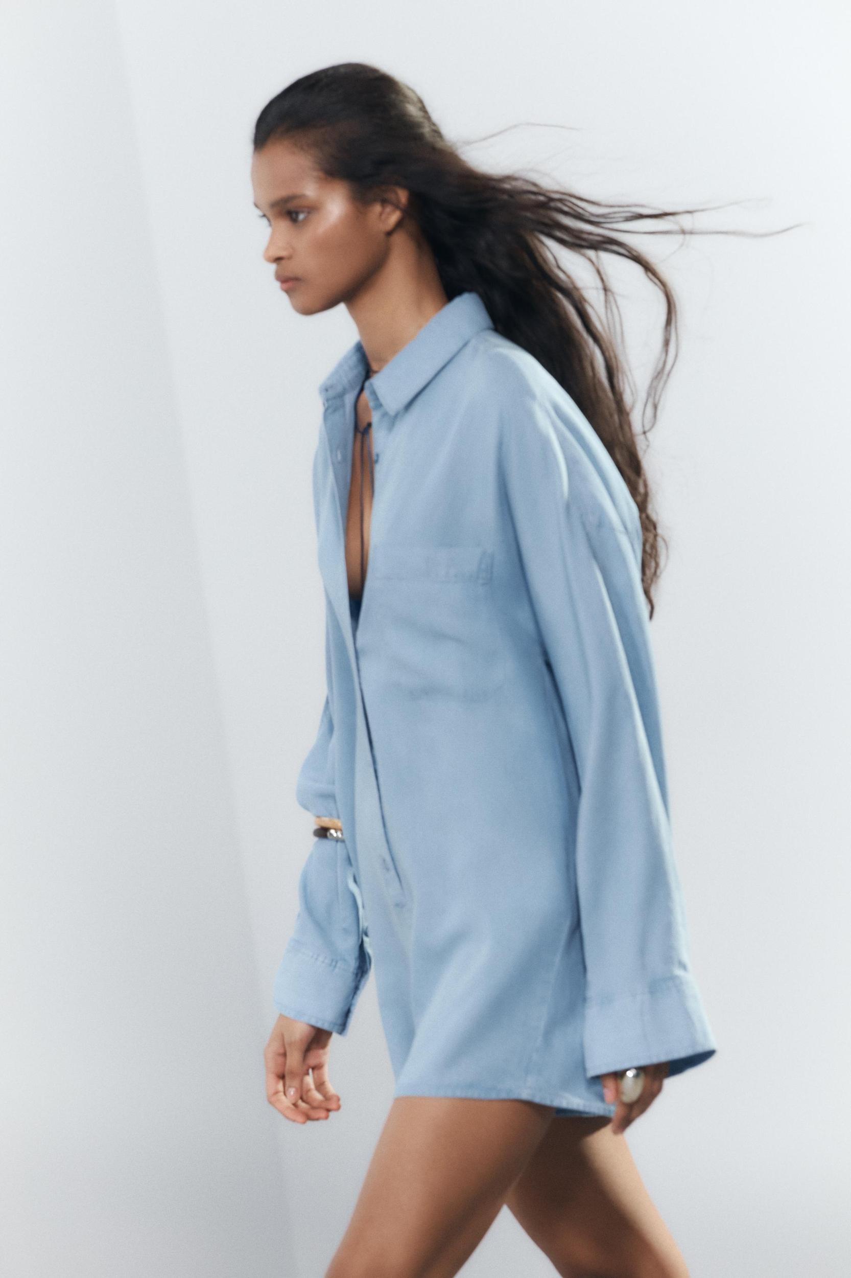 SHORT FLOWY TRF DENIM JUMPSUIT Product Image