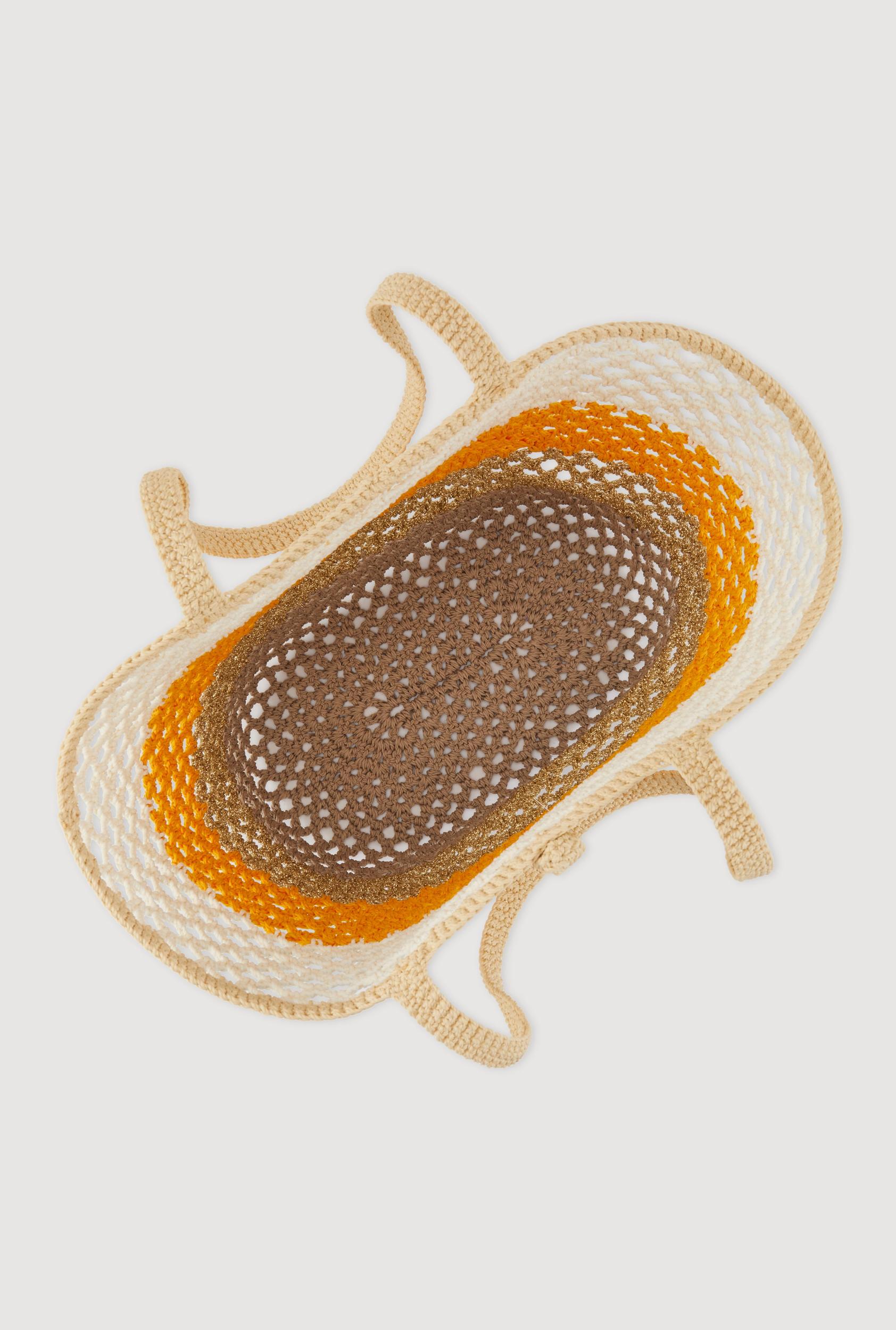 Crochet Color Block Lurex Tote Bag Unisex Product Image