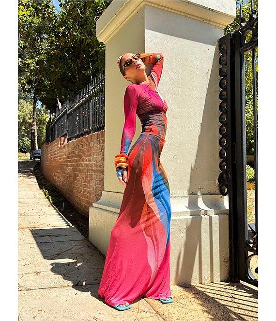 AFRM Tegan Printed Mesh Coordinating Maxi Skirt Product Image