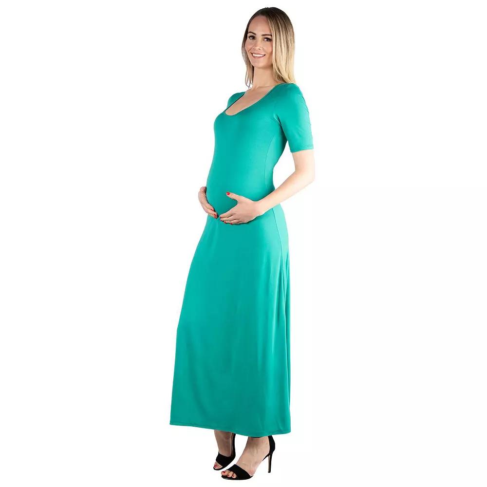 Maternity 24Seven Comfort Apparel Casual Maxi Dress, Women's,  Product Image