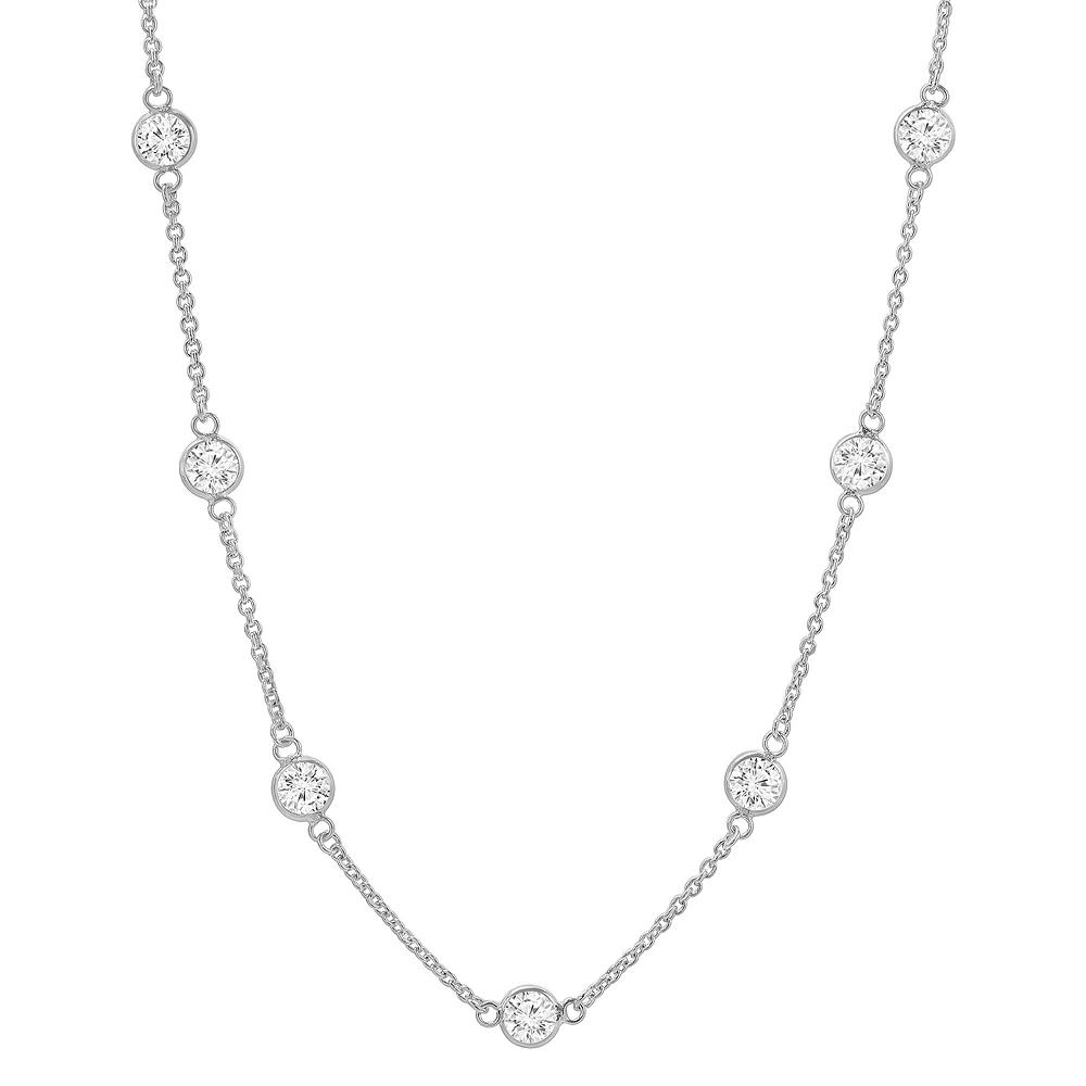 PRIMROSE Sterling Silver Cubic Zirconia Station Necklace, Women's, Size: 20" Product Image