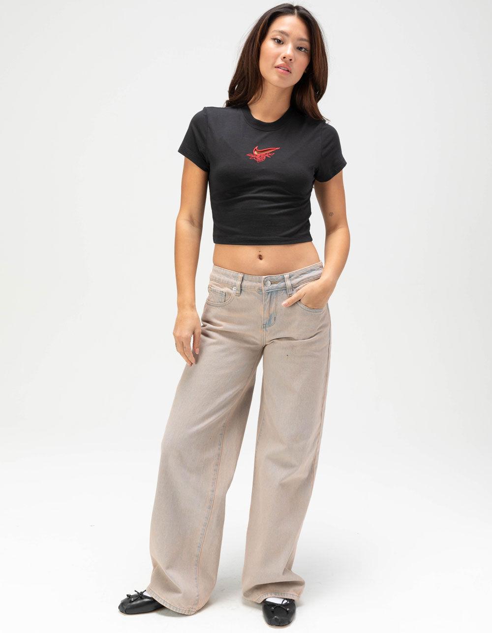 NIKE Sportswear Chill Knit Womens Crop Tee - BLACK Product Image