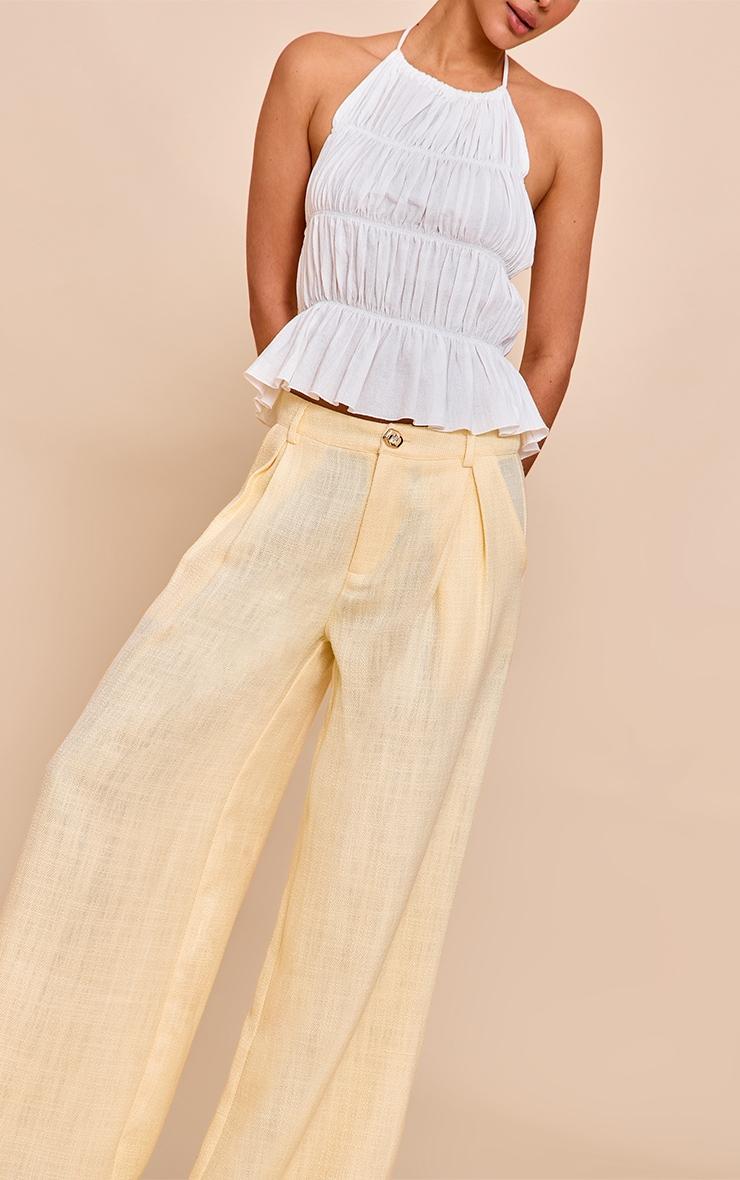 Butter Cream Tailored Tweed Wide Leg Pants Product Image