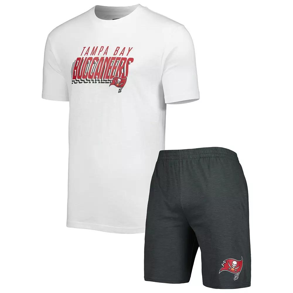 Men's Concepts Sport Charcoal/White Tampa Bay Buccaneers Downfield T-Shirt & Shorts Sleep Set,  Product Image