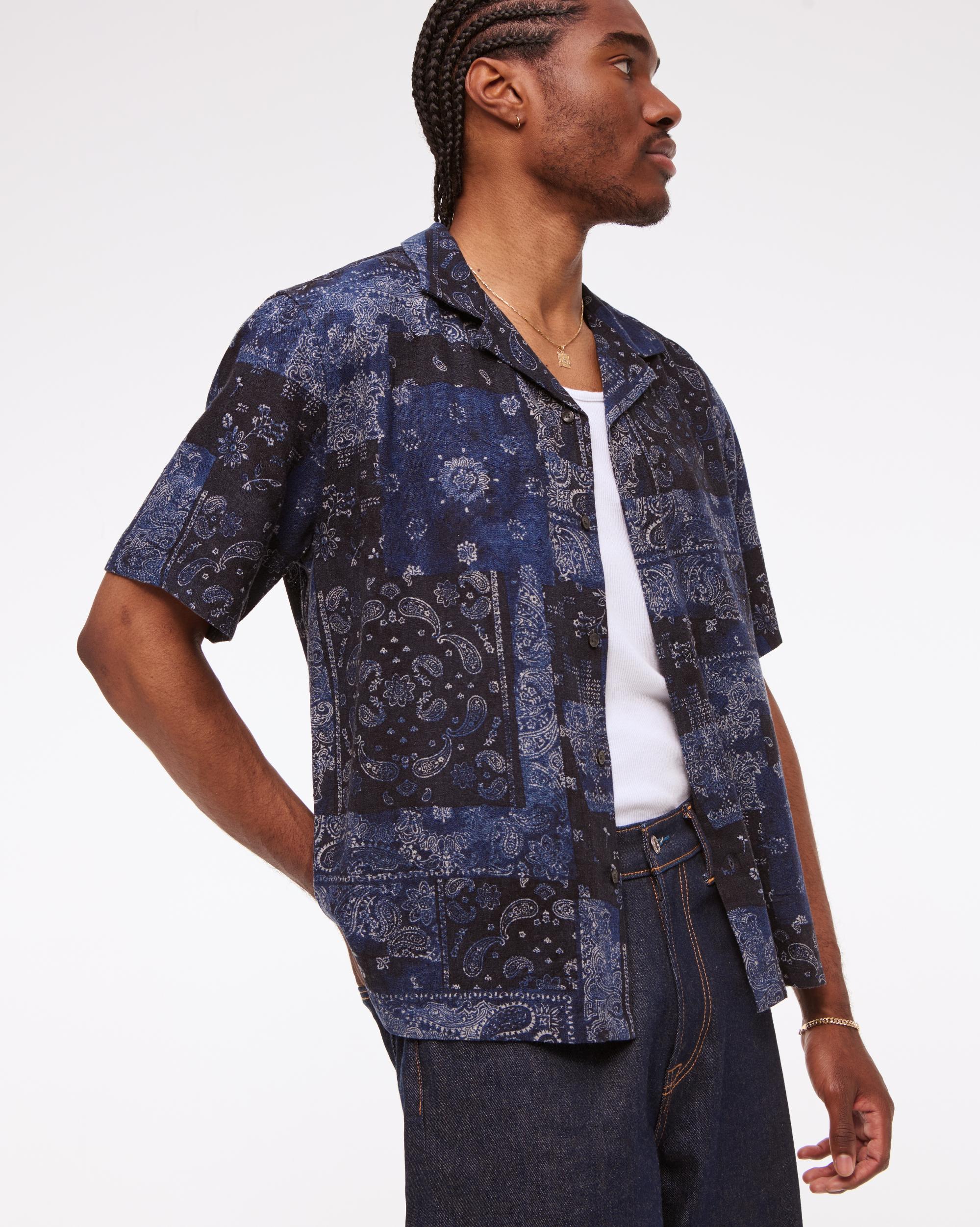 Camp Collar Summer Linen-Blend Shirt Product Image