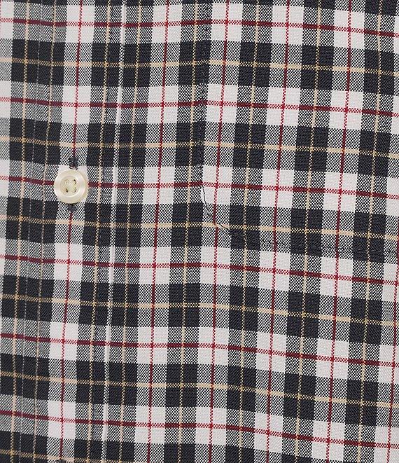 Roundtree & Yorke Short Sleeve Small Plaid Oxford Sport Shirt Product Image