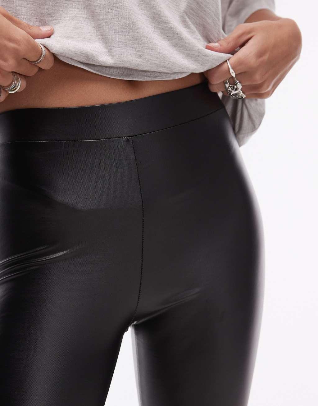 Topshop faux leather leggings in black Product Image