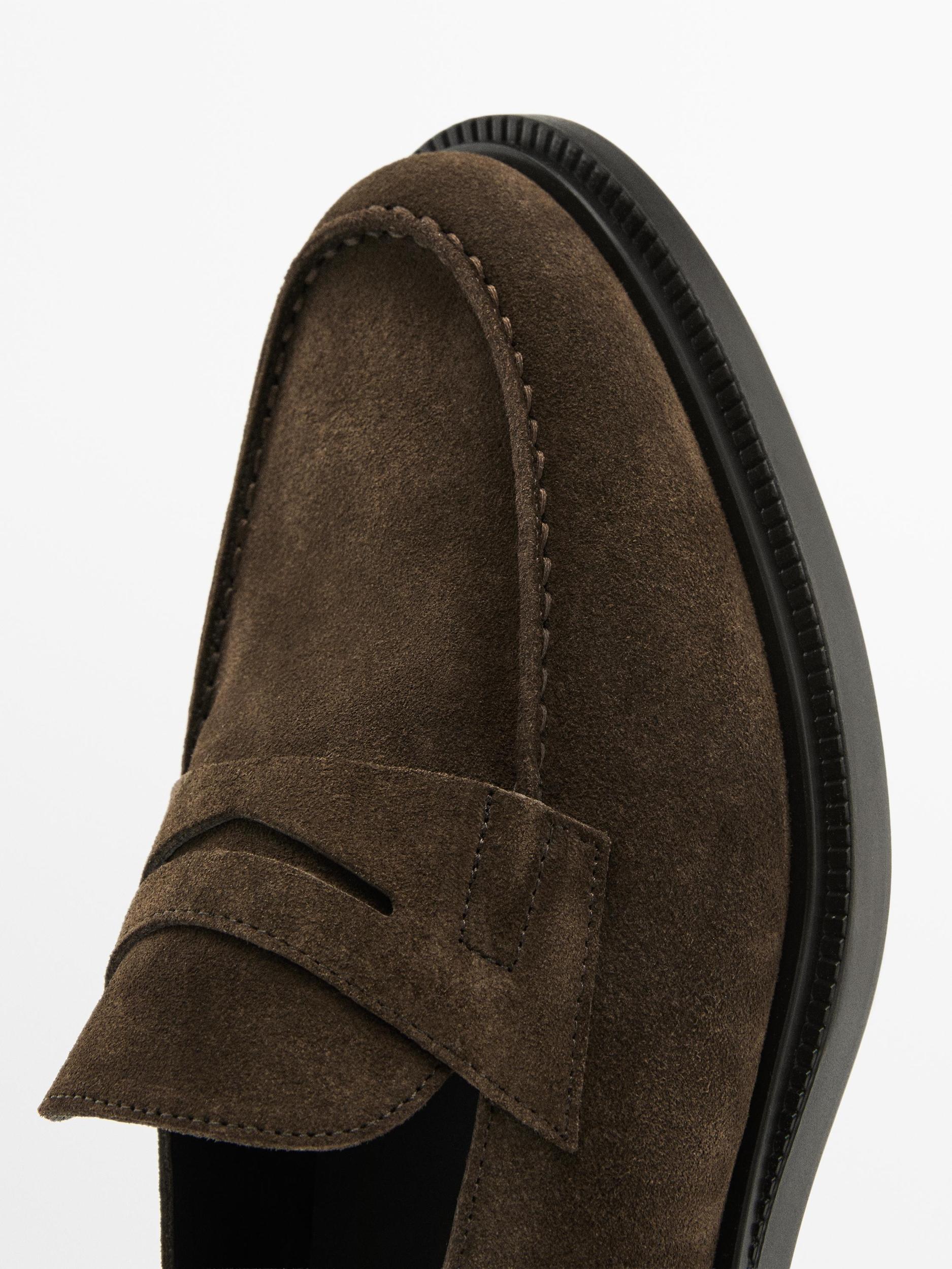 Split suede penny loafers Product Image