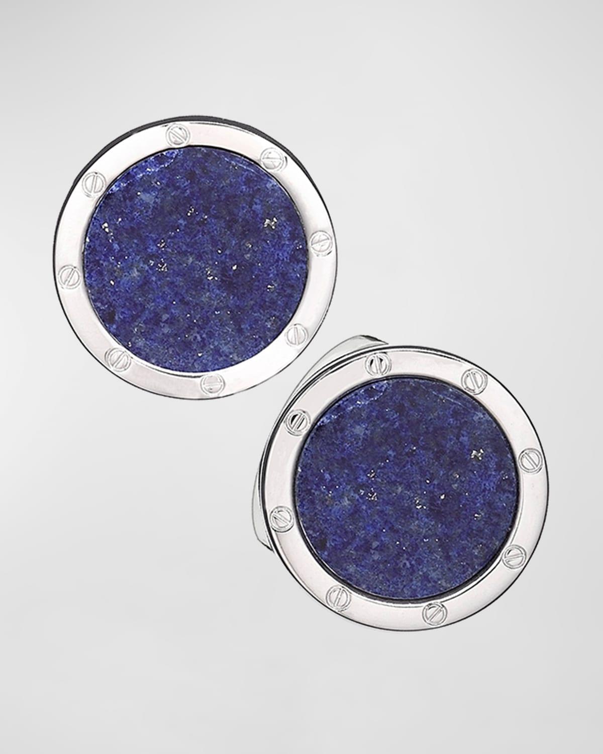 Round Lapis Cuff Links Product Image