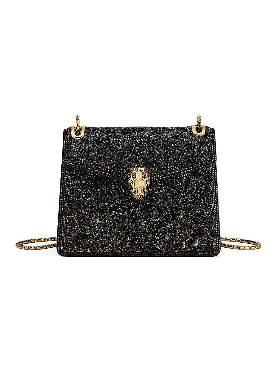 Womens Serpenti Forever Crystal Sparkle Suede Crossbody Bag Product Image
