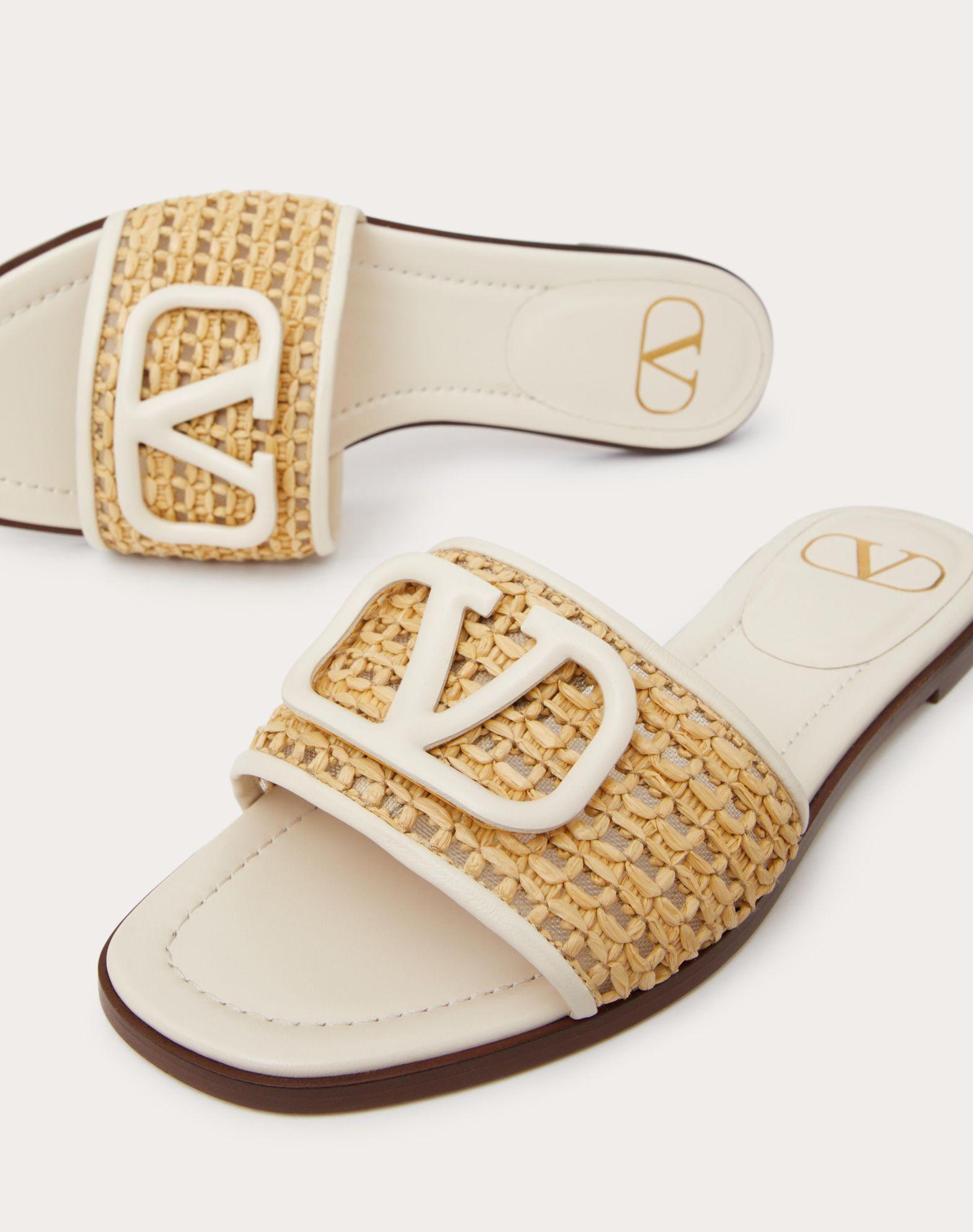 VLOGO SIGNATURE WOVEN RAFFIA SLIDE SANDAL 80MM Product Image