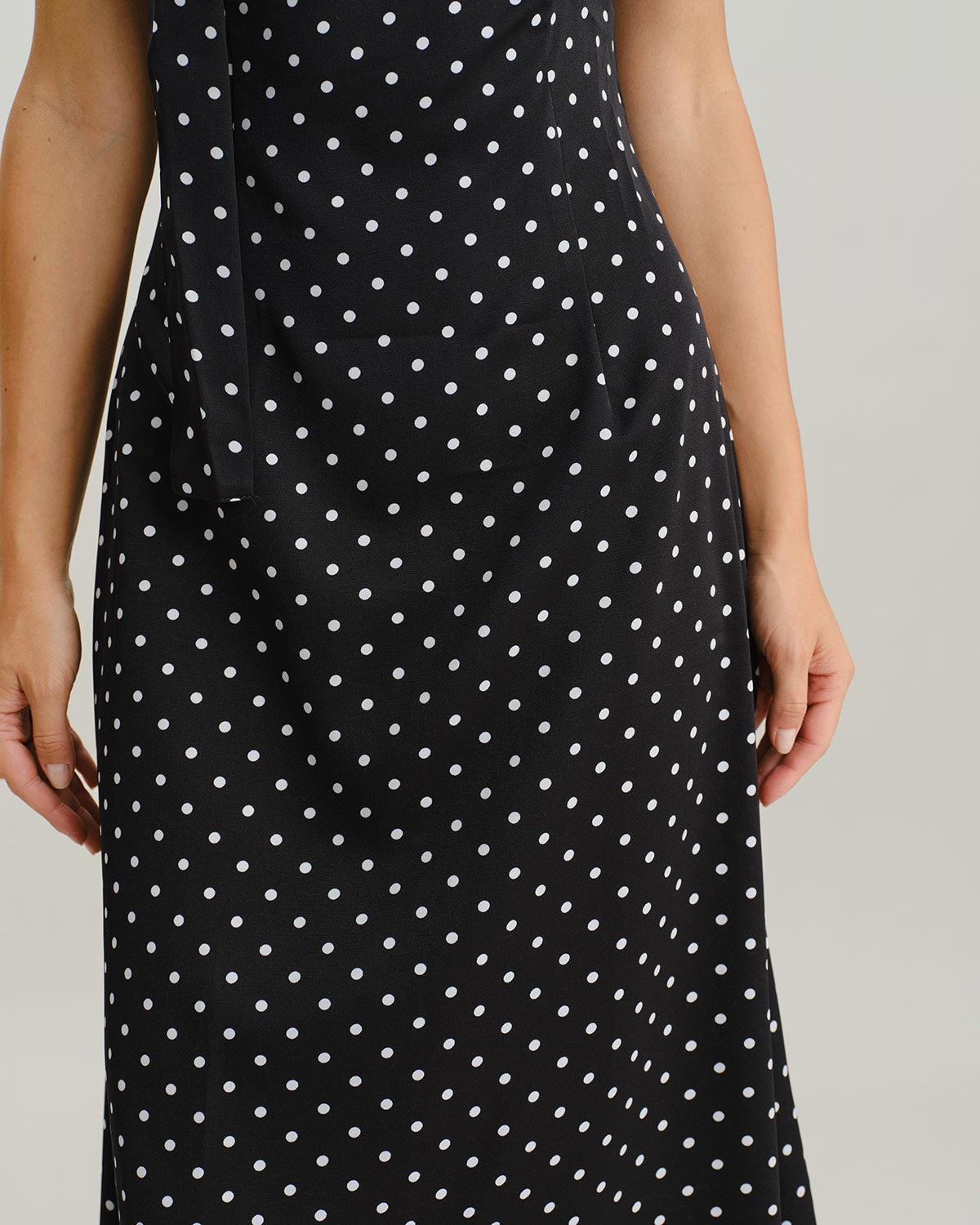 Black Polka Dot Cowl Neck Slip Maxi Dress Product Image