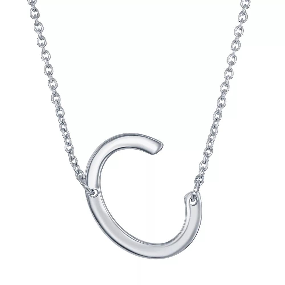 Sterling Silver Sideways Initial Necklace, Womens Sterling B Product Image