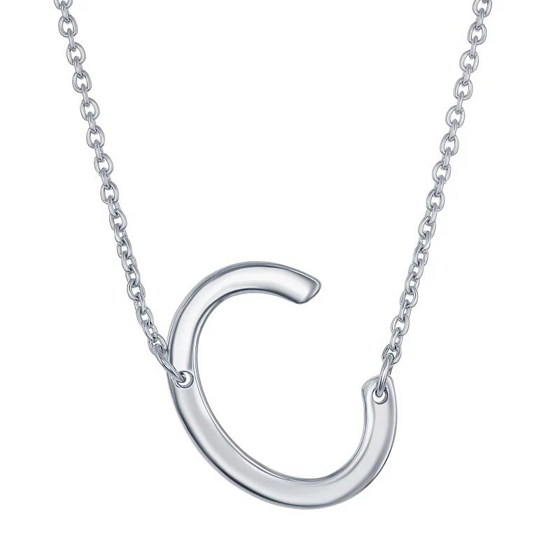 Sterling Silver Sideways Initial Necklace, Womens Sterling B Product Image