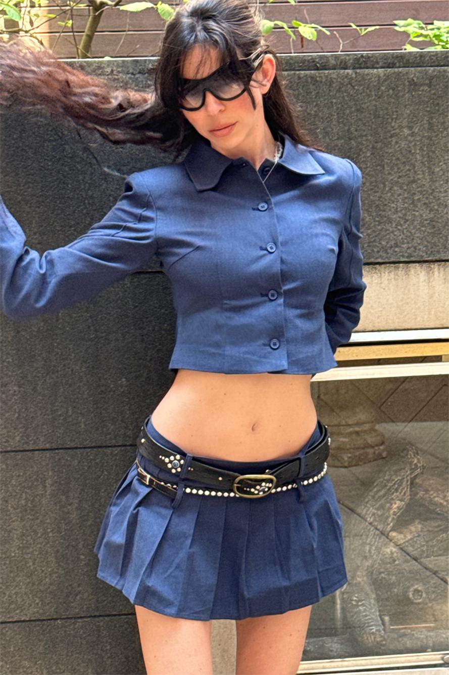 Endless Pleated Skort Navy Product Image