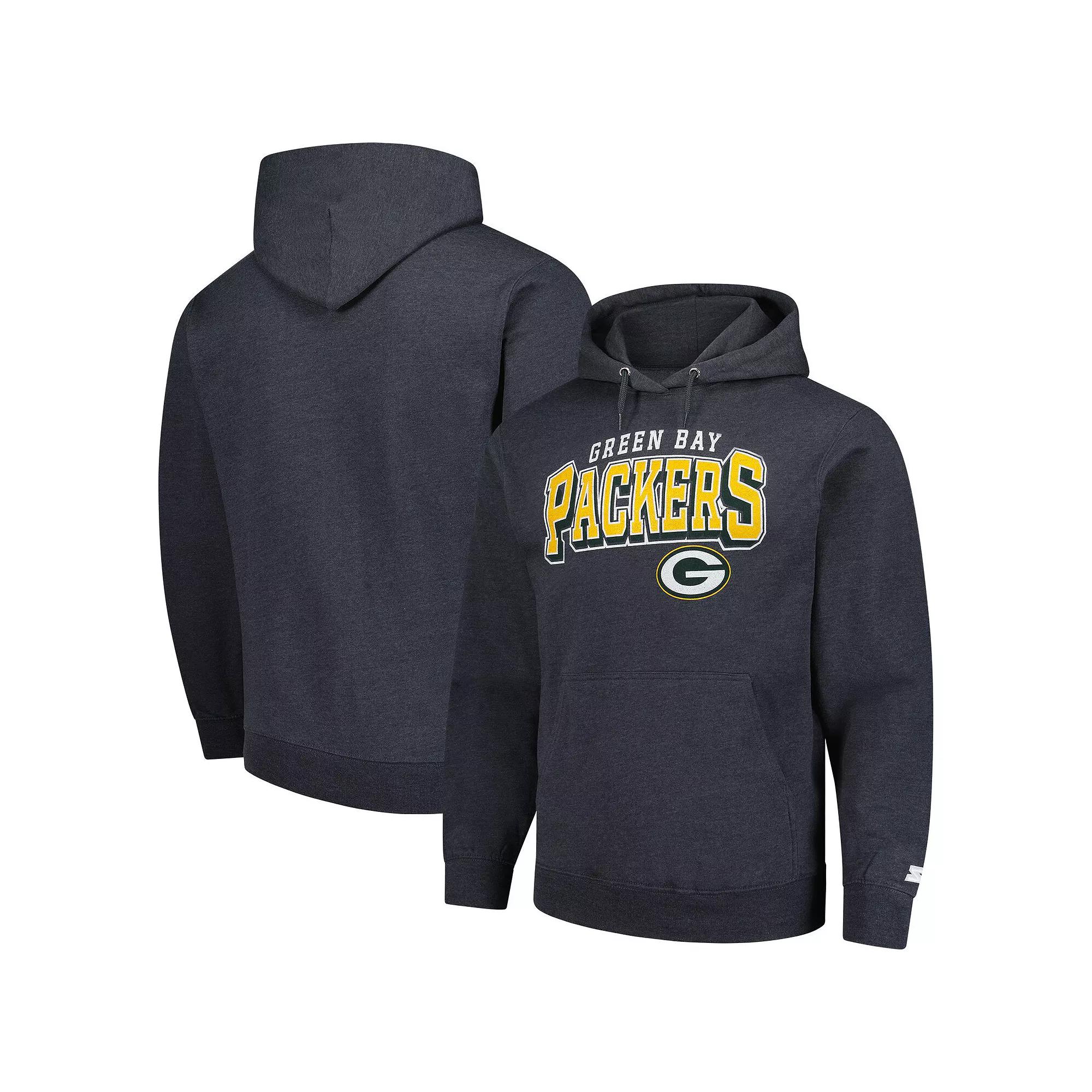 Men's Starter Charcoal Green Bay Packers Vintage Pullover Hoodie, Size: XXL Product Image