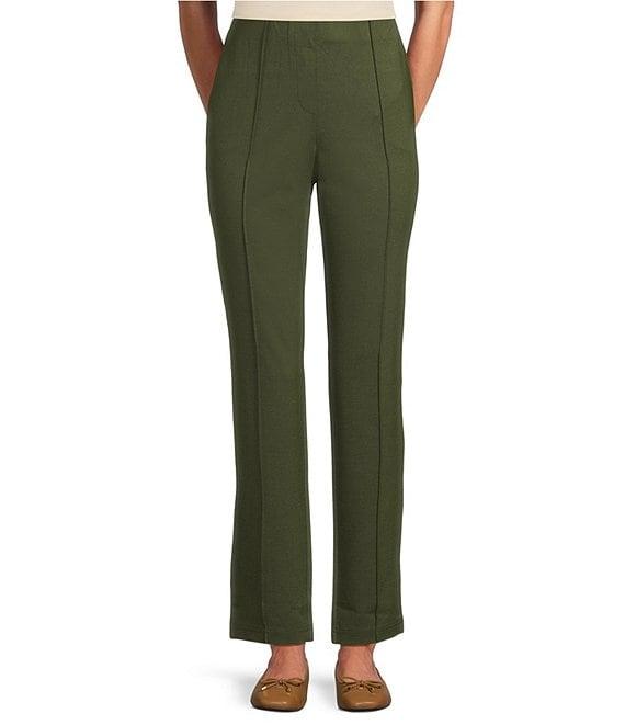 Intro Veronica Double Knit Pintuck Straight Leg Pull-On Pants Product Image