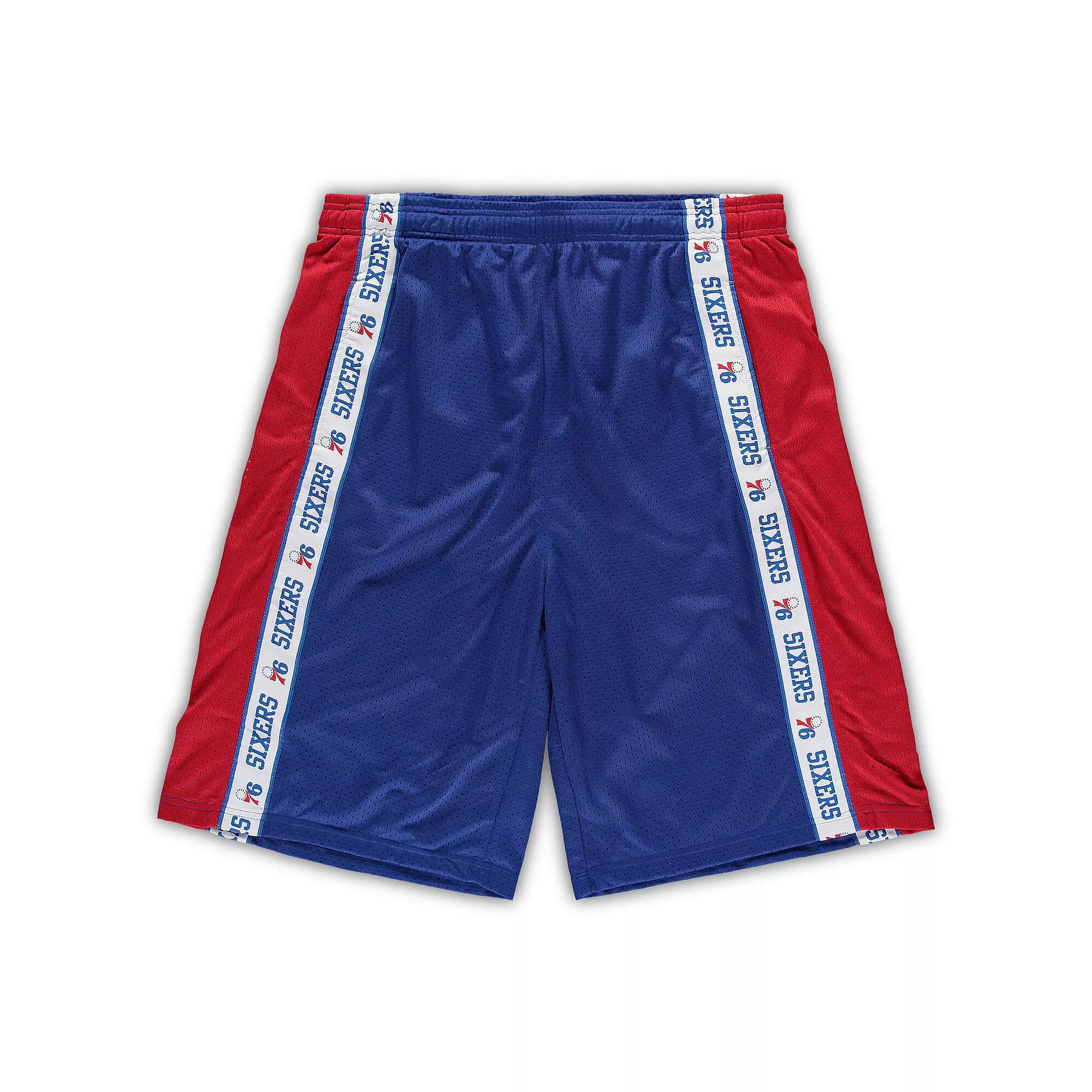 Men's Fanatics Branded Royal/Red Philadelphia 76ers Big & Tall Tape Mesh Shorts,  Product Image
