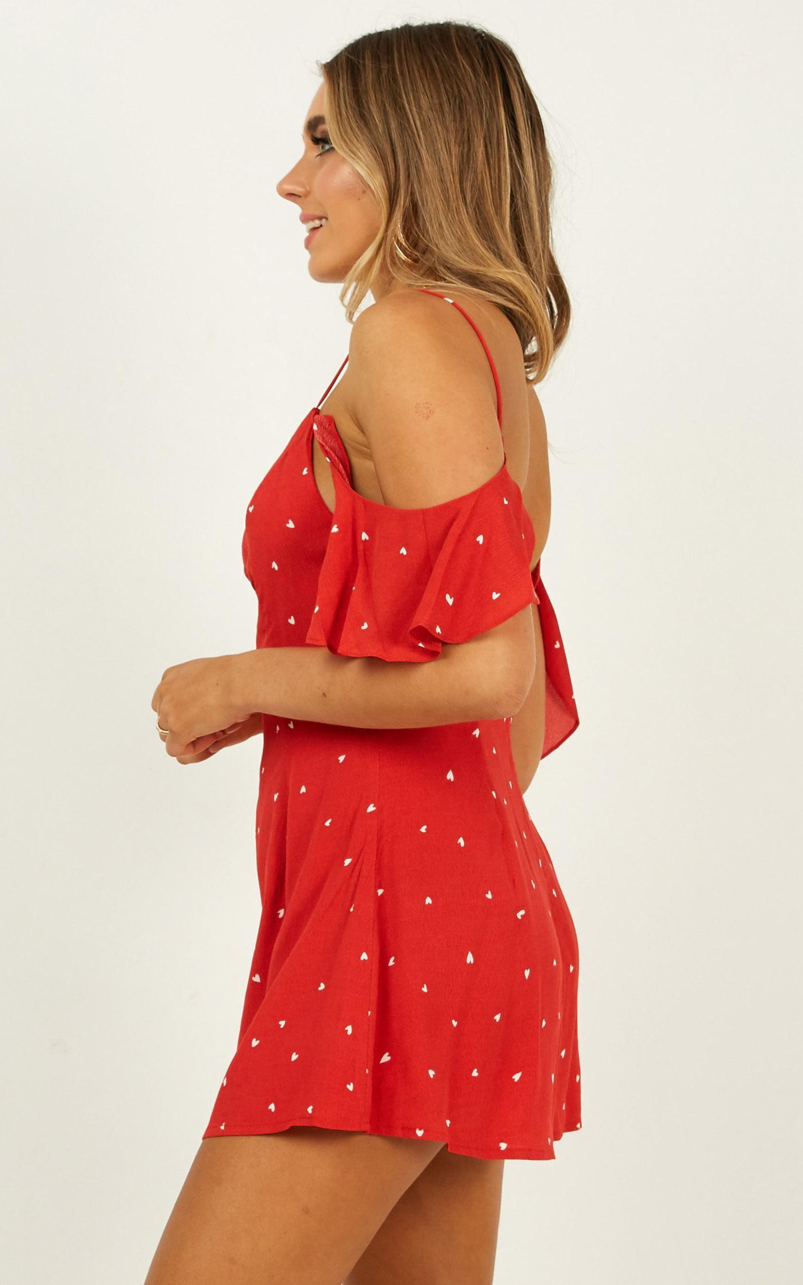 Whos To Know Playsuit In Red Print Product Image