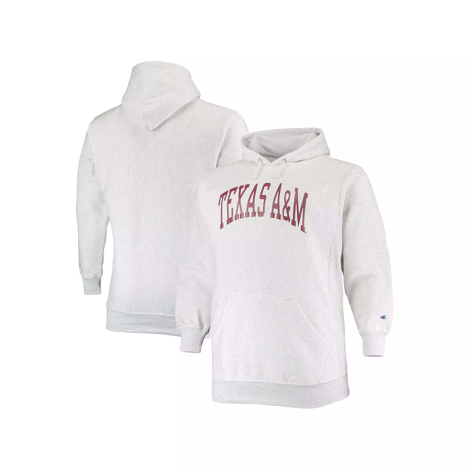 Men's Champion Heathered Gray Texas A&M Aggies Big & Tall Reverse Weave Fleece Pullover Hoodie Sweatshirt,  Product Image