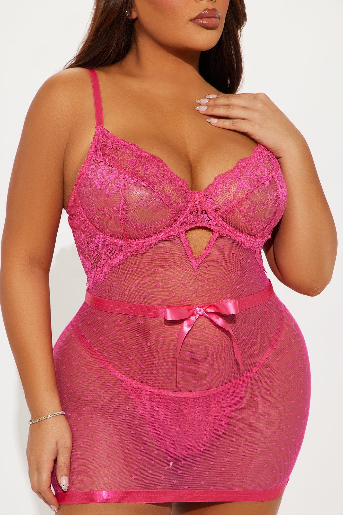 Souls Tied Lace Chemise - Hot Pink Product Image